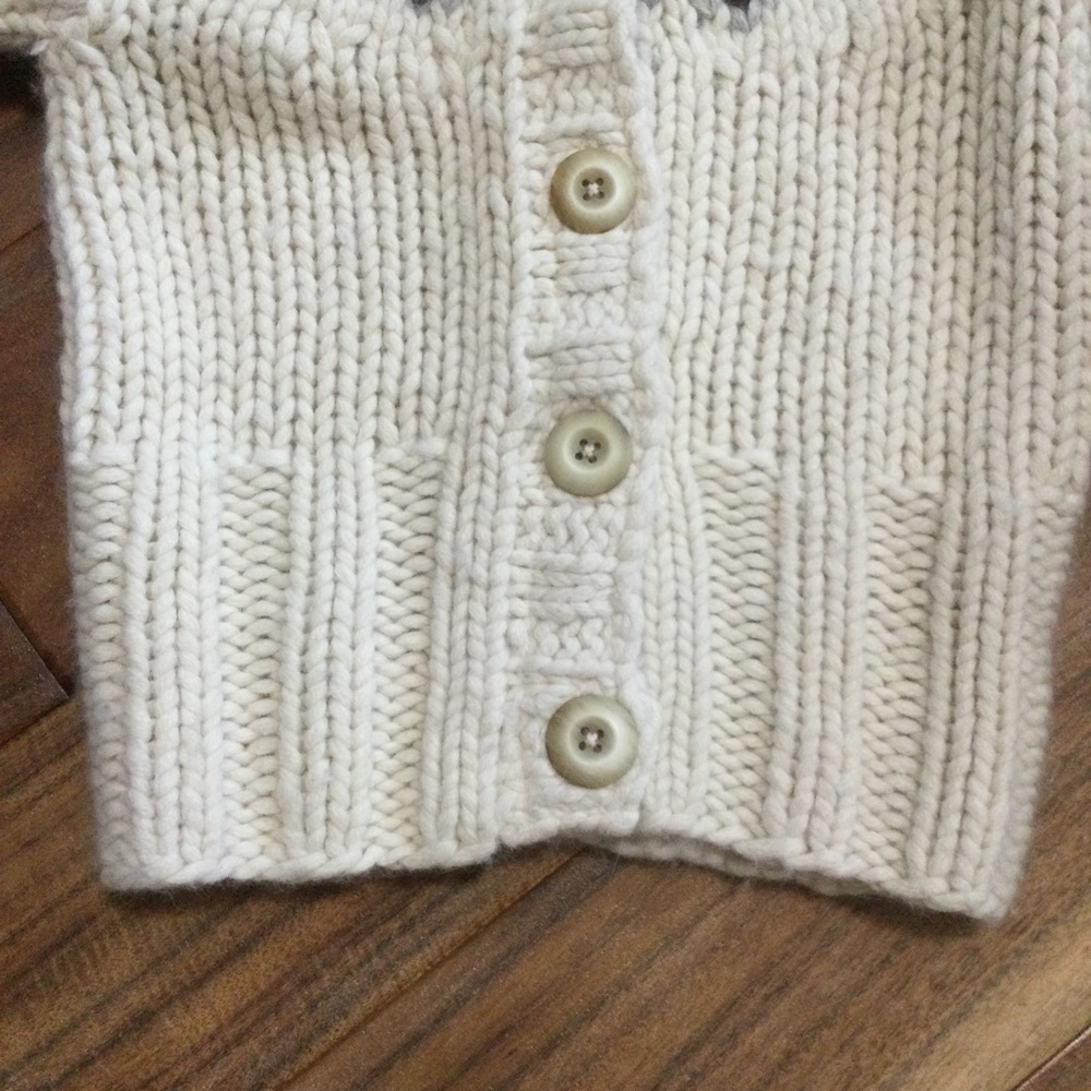 Girls ABERCROMBIE M Nordic fair isle sweater knit hooded cardigan thick warm GUC - Picture 9 of 10
